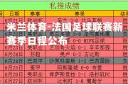 米兰体育-法国足球联赛新赛季日程公布